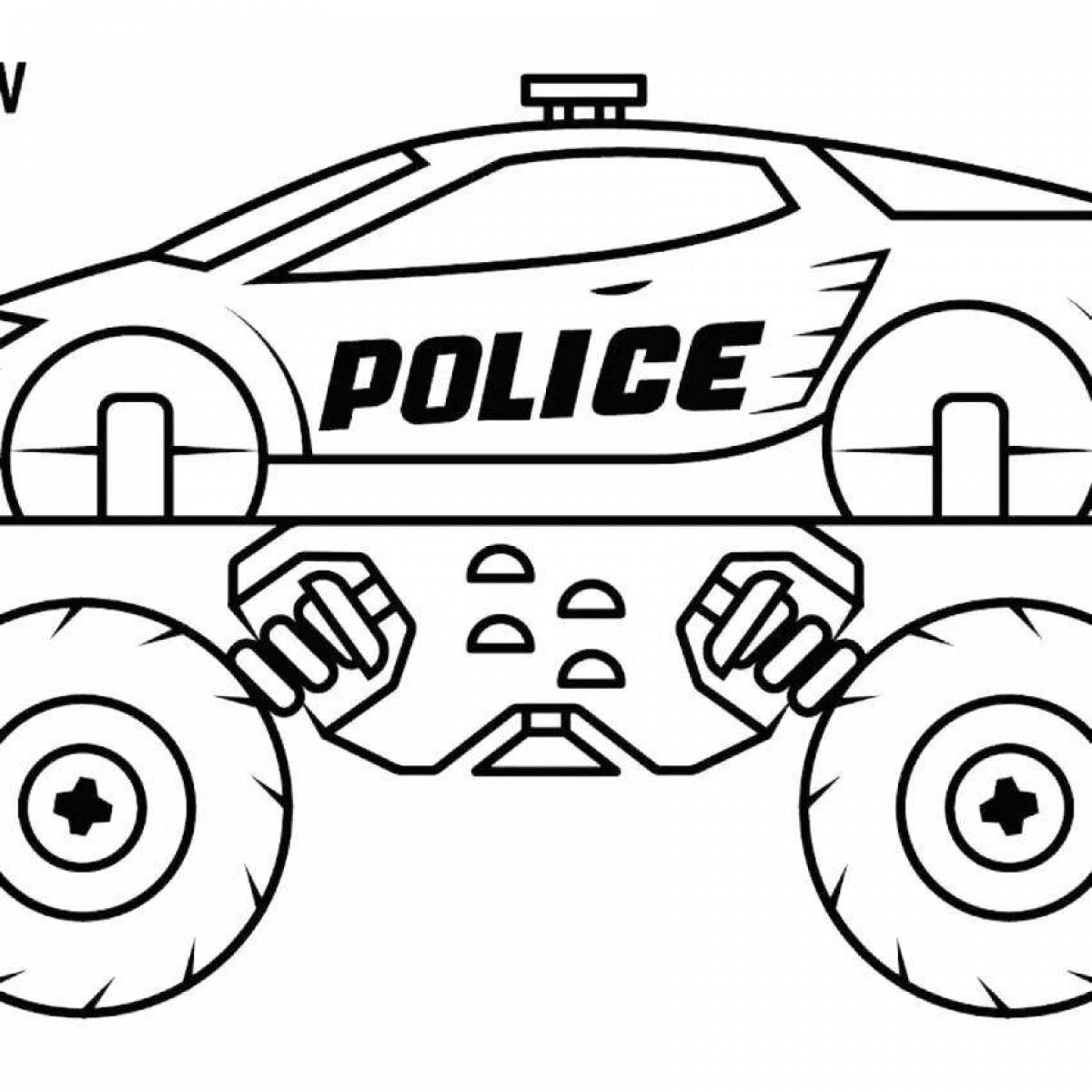 Coloring page incredible monster police car