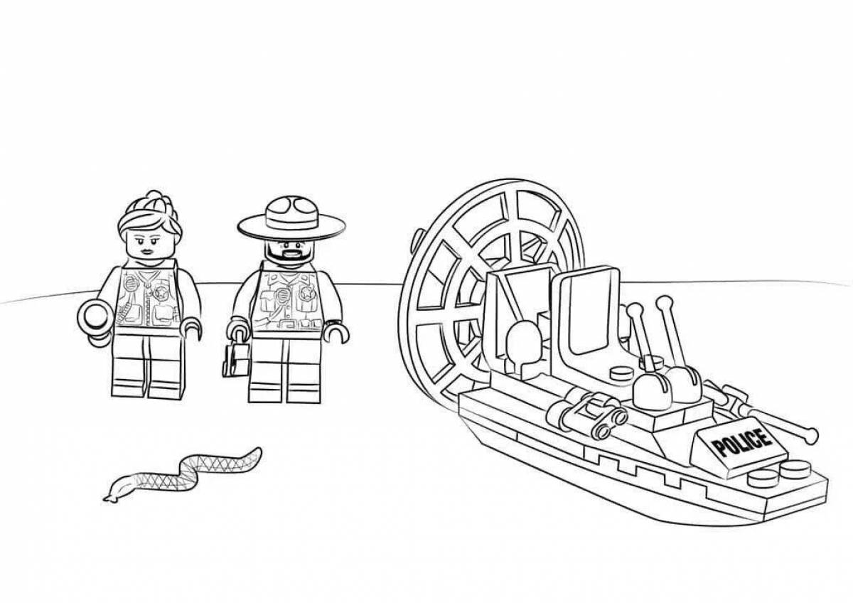 Colorful lego city police coloring page
