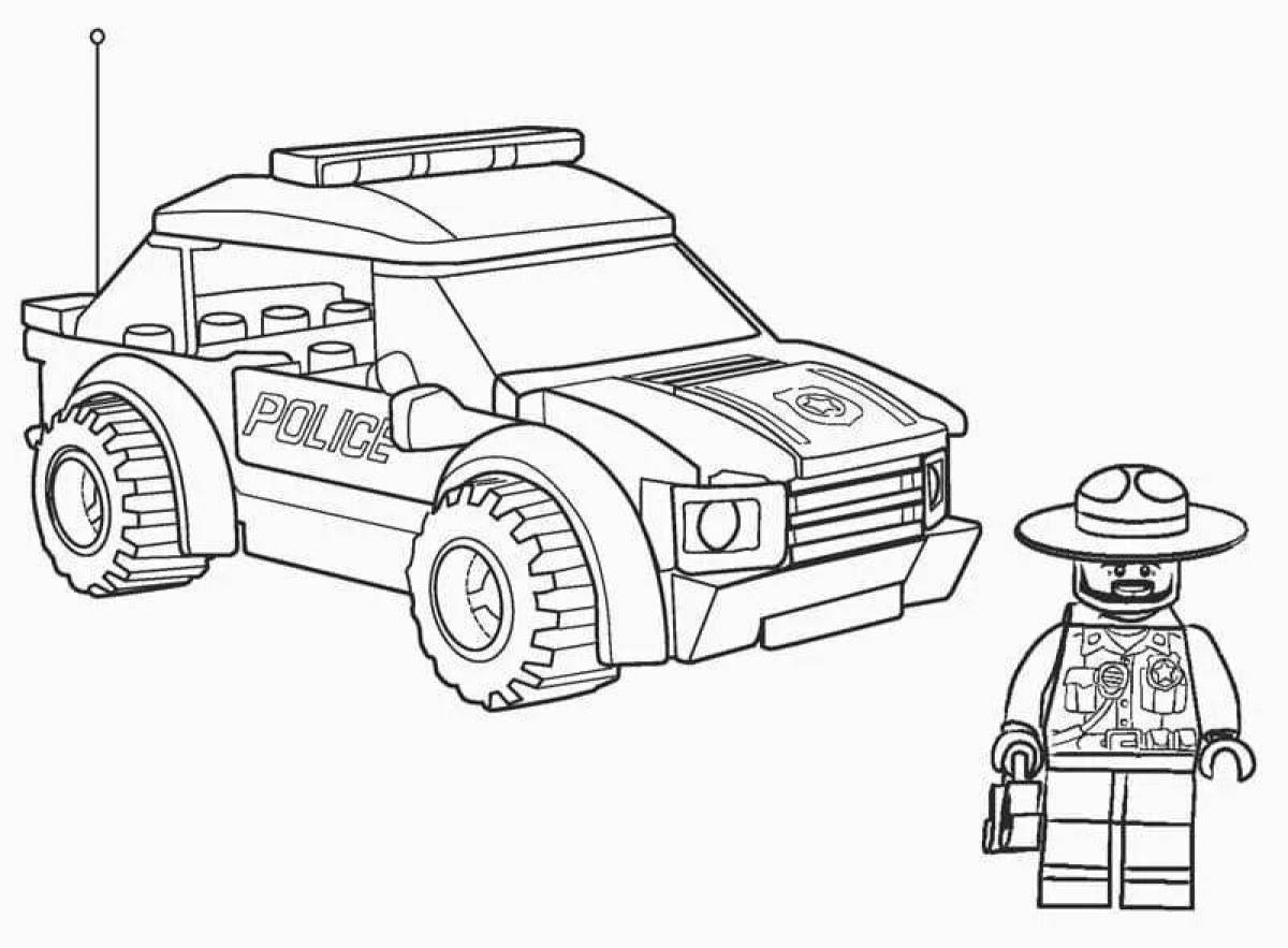 Игривая страница раскраски lego city police
