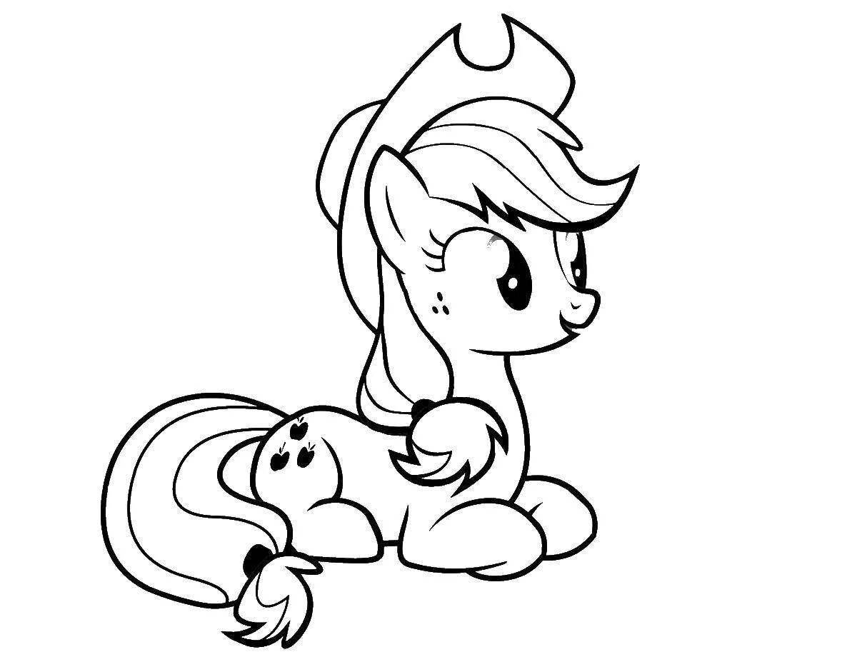 Colourful pony apple jack coloring page