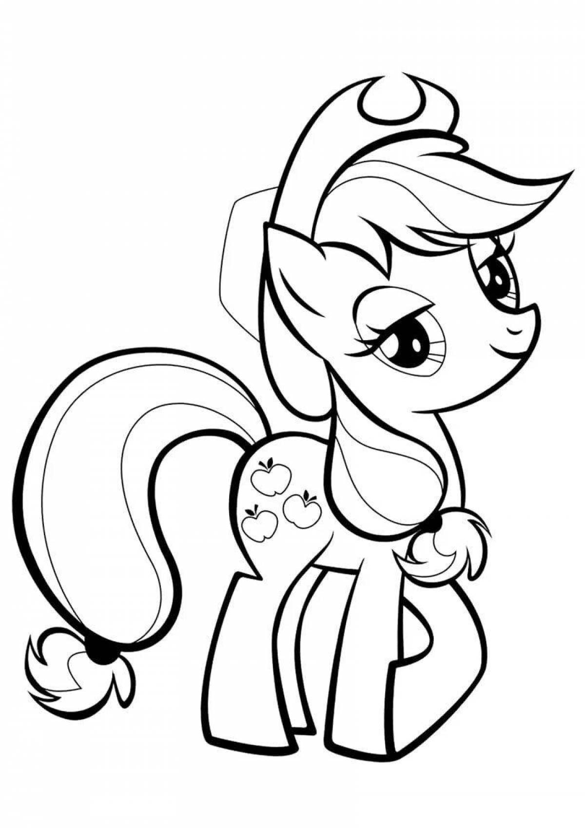 Coloring page adorable pony apple jack