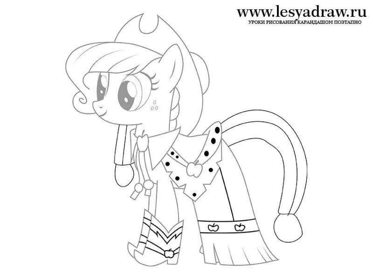 Coloring page dazzling pony apple jack