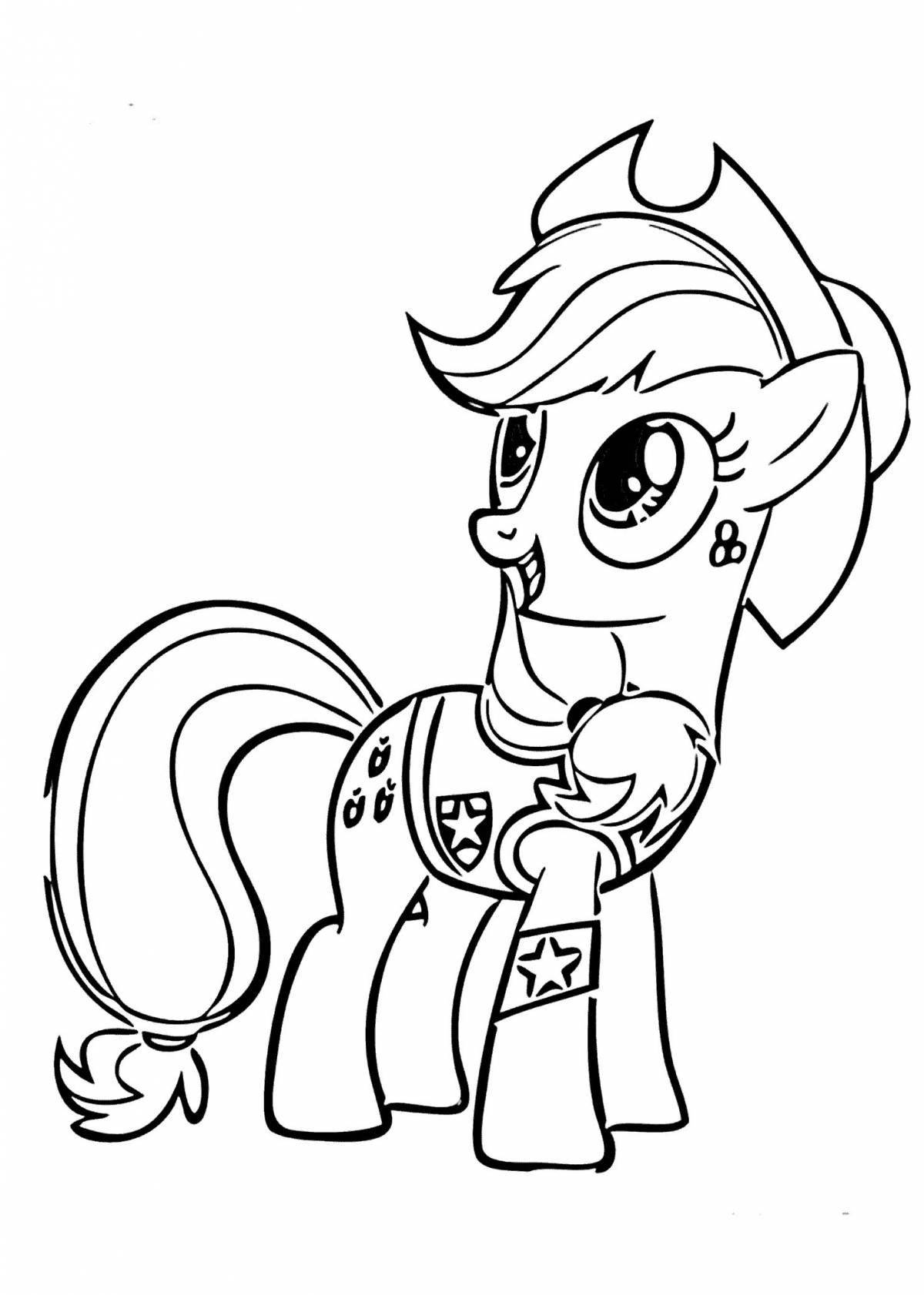Coloring book animated pony apple jack