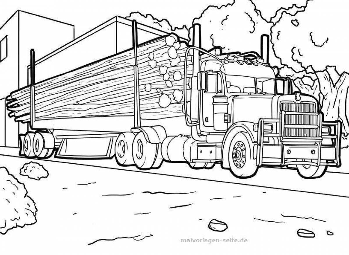 Playful pre-k timber truck coloring page