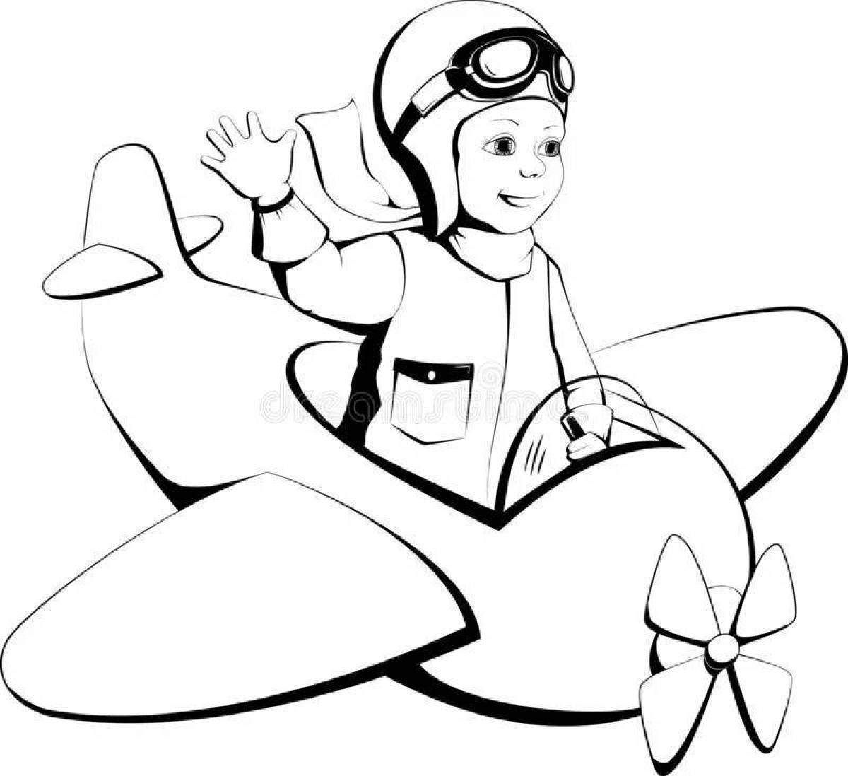 Adorable pilot coloring book for kids