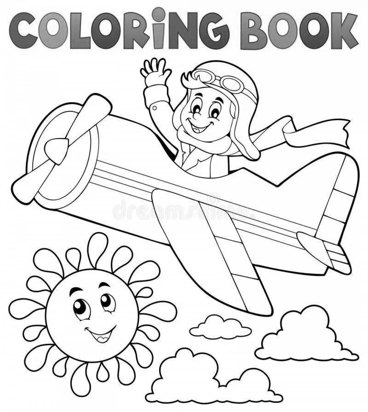 Игривая страница раскраски пилота для детей
