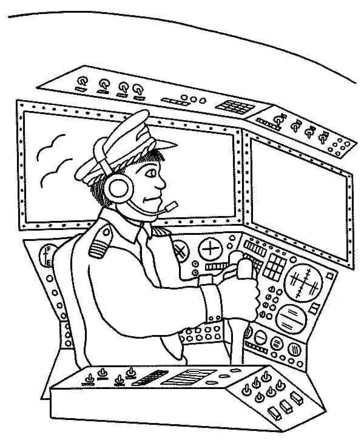 Adorable pilot coloring page for kids