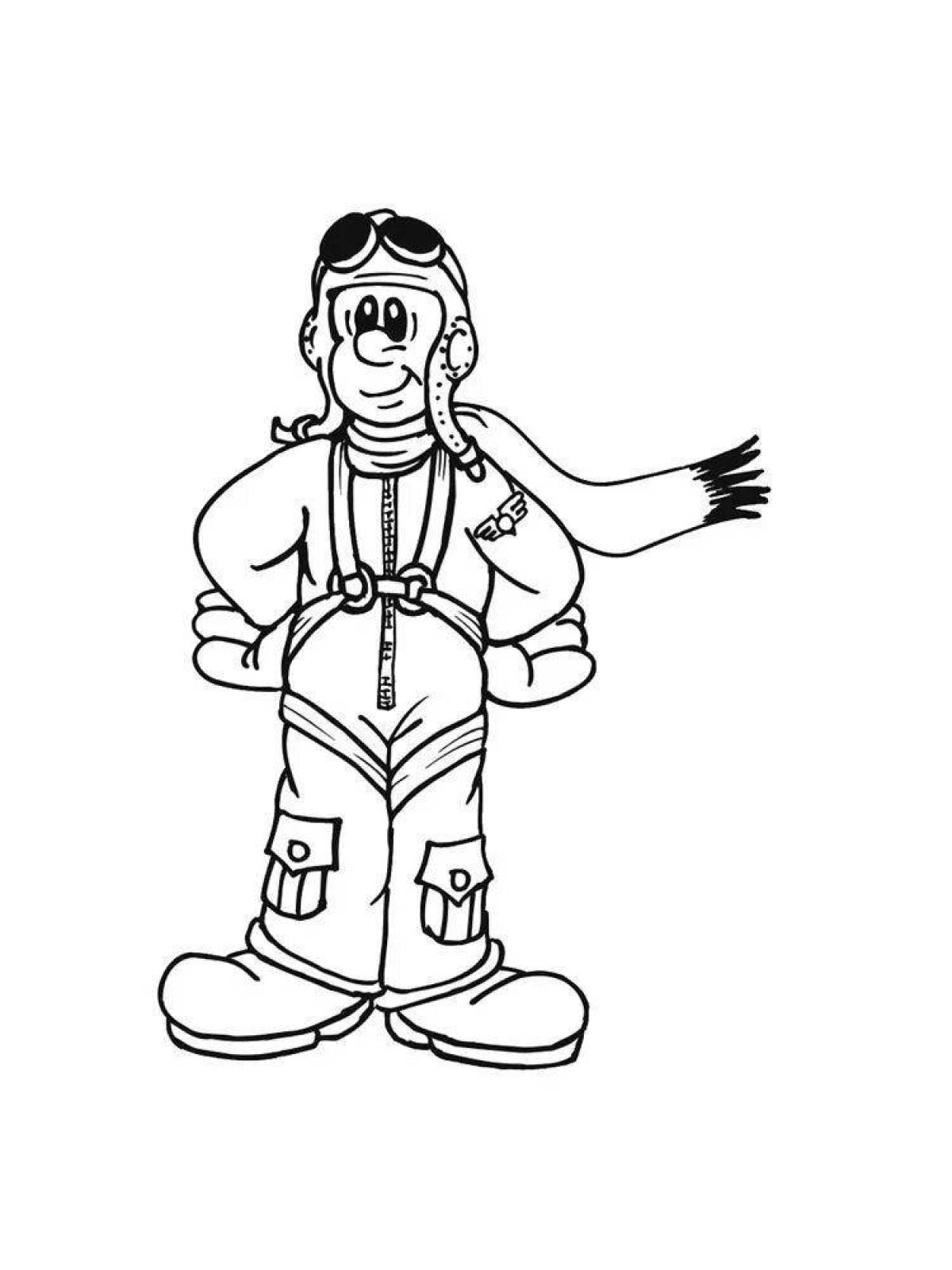 Fun Pilot Coloring Book for Little Ones