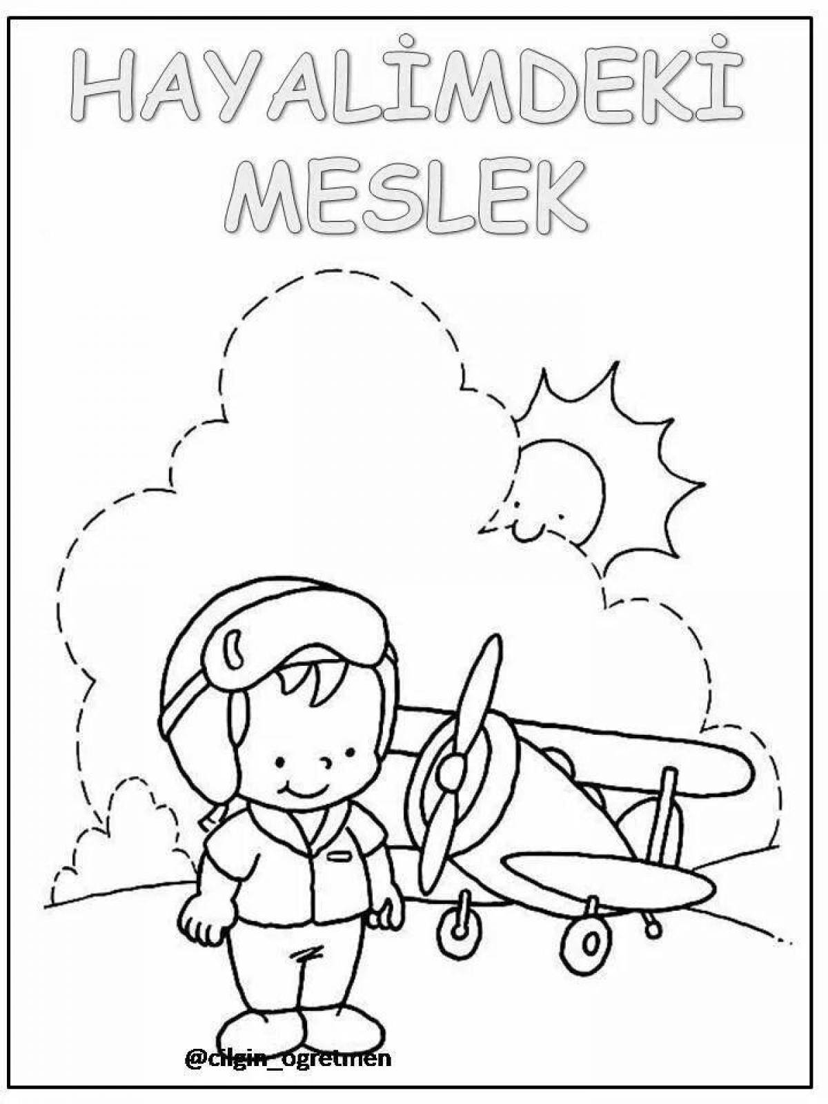 Comic pilot coloring page for kids