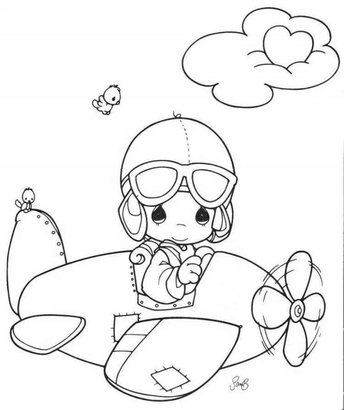 Cute Pilot Coloring Page for Toddlers