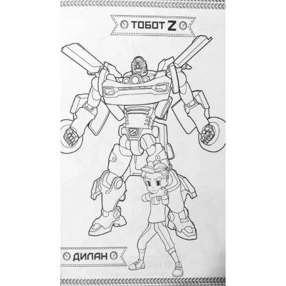 Colourful tobots coloring page