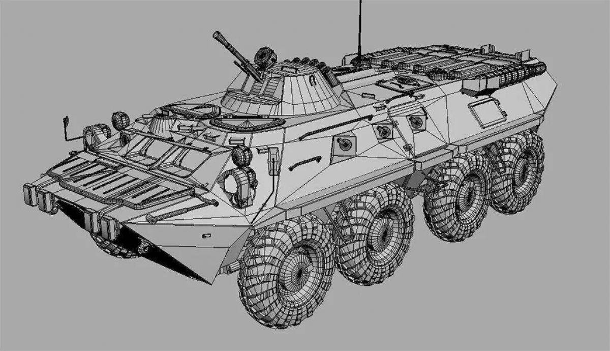 Joyful coloring of armored personnel carrier for boys