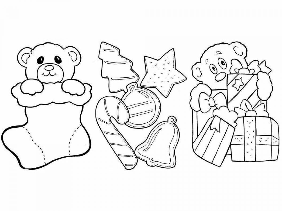 Shiny Christmas toys coloring book