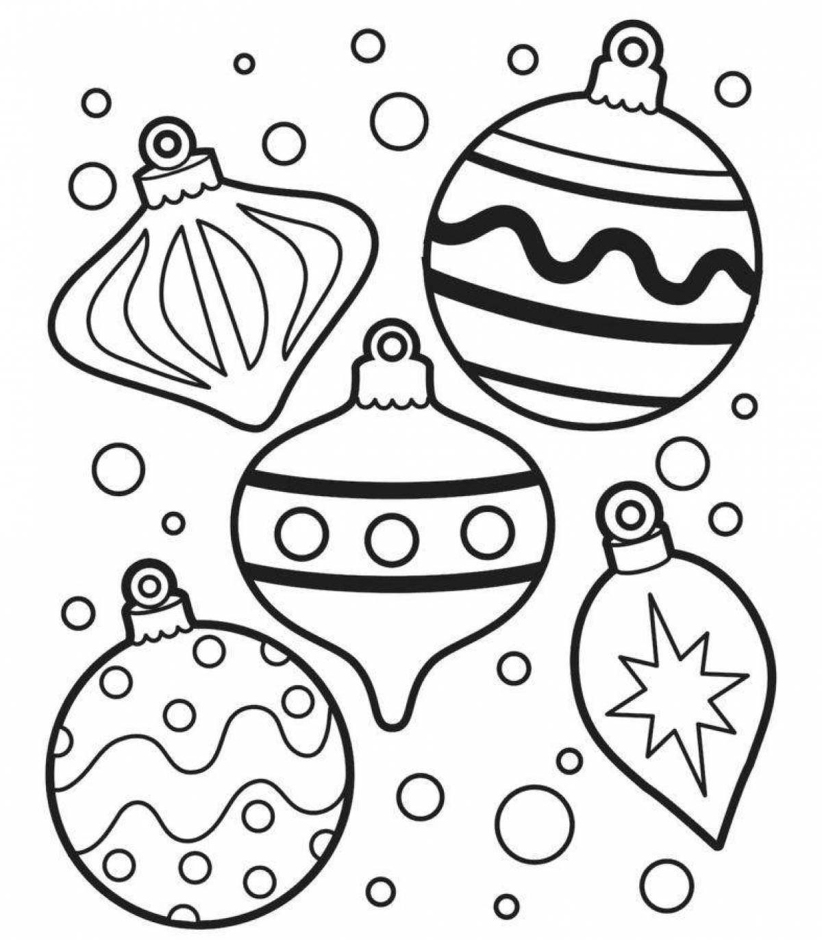 Раскраска Новогодние шары в полосочку и кружочки распечатать беслатно
