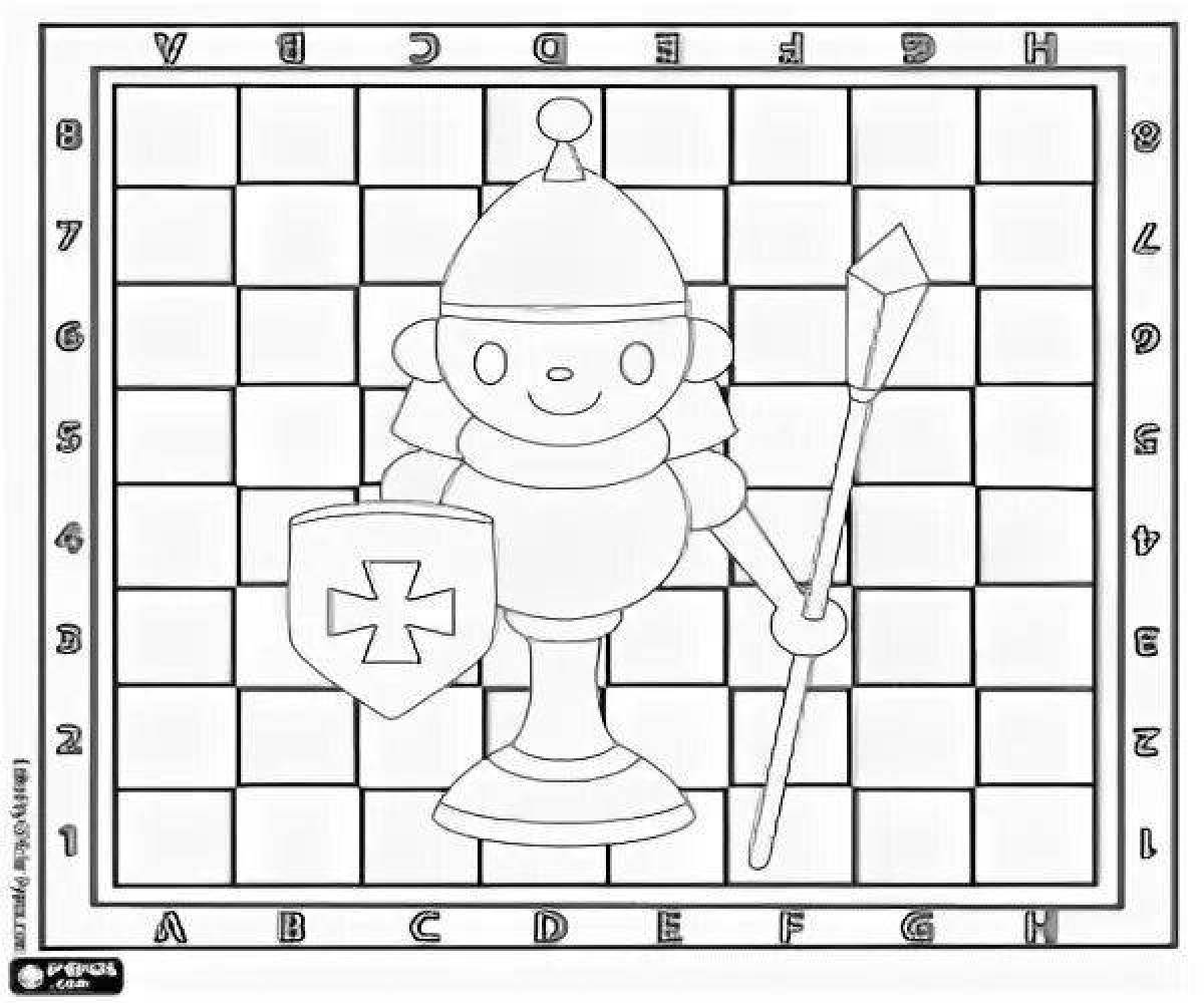Fun chess coloring for kids