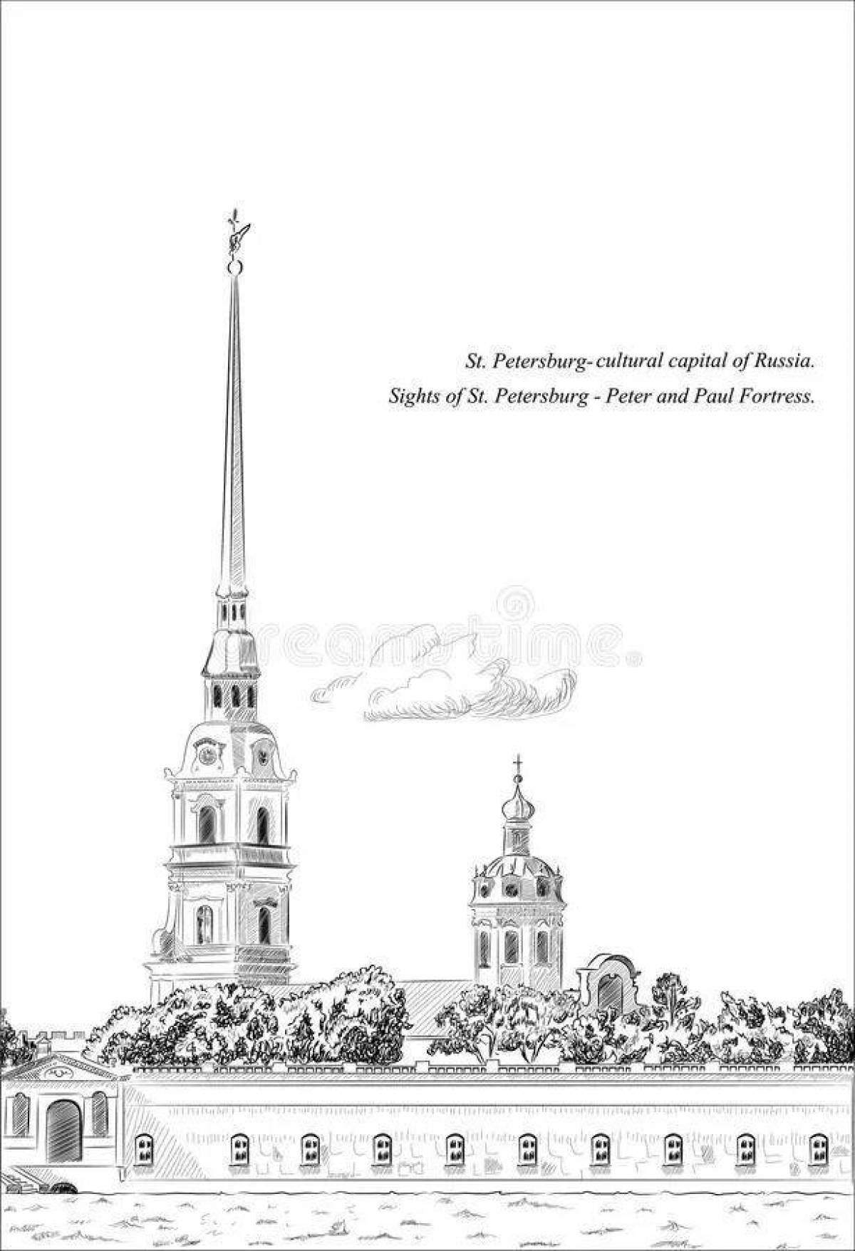 Fabulous Peter and Paul Fortress coloring book for children