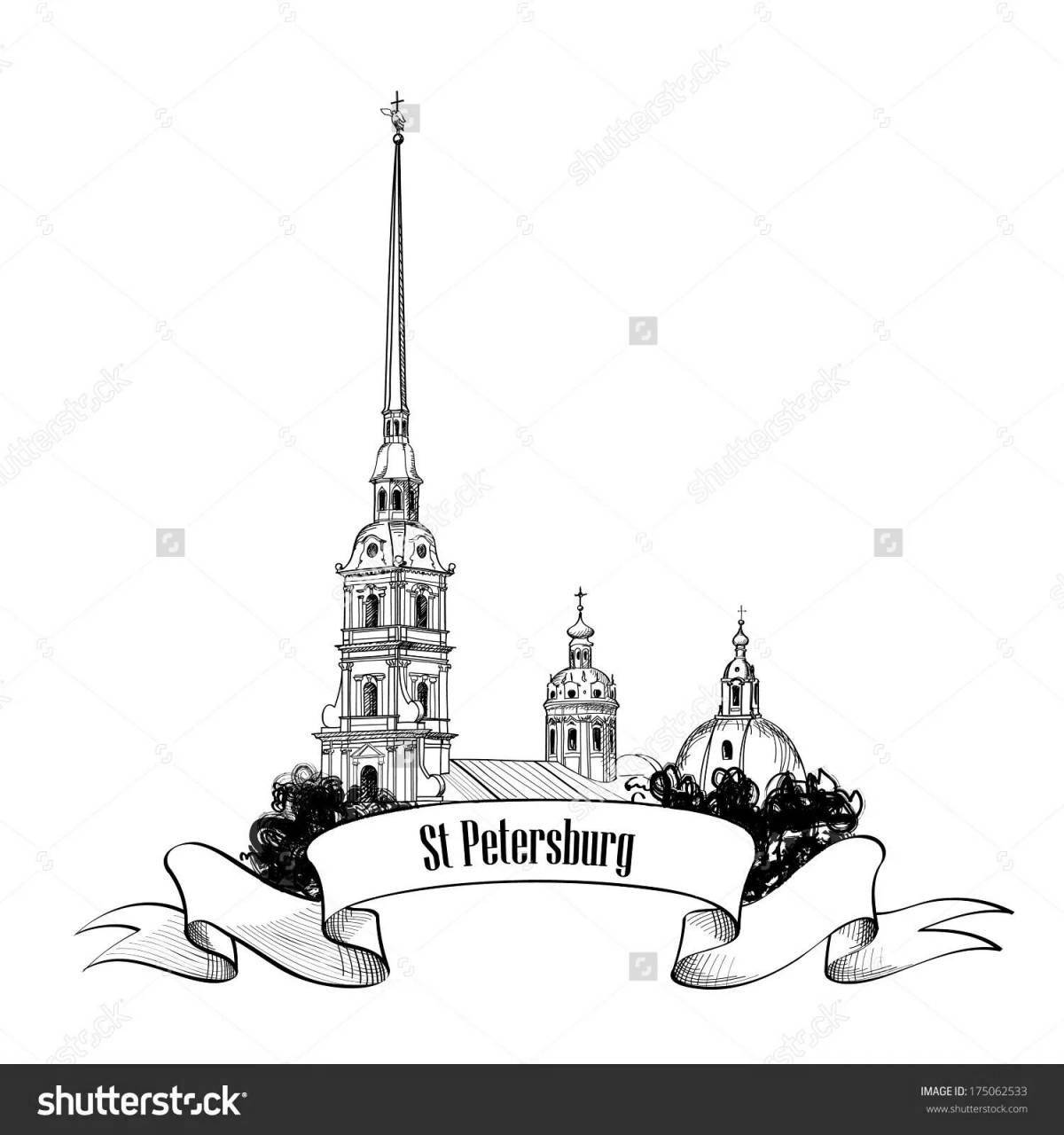 Sparkling Peter and Paul Fortress coloring book for kids
