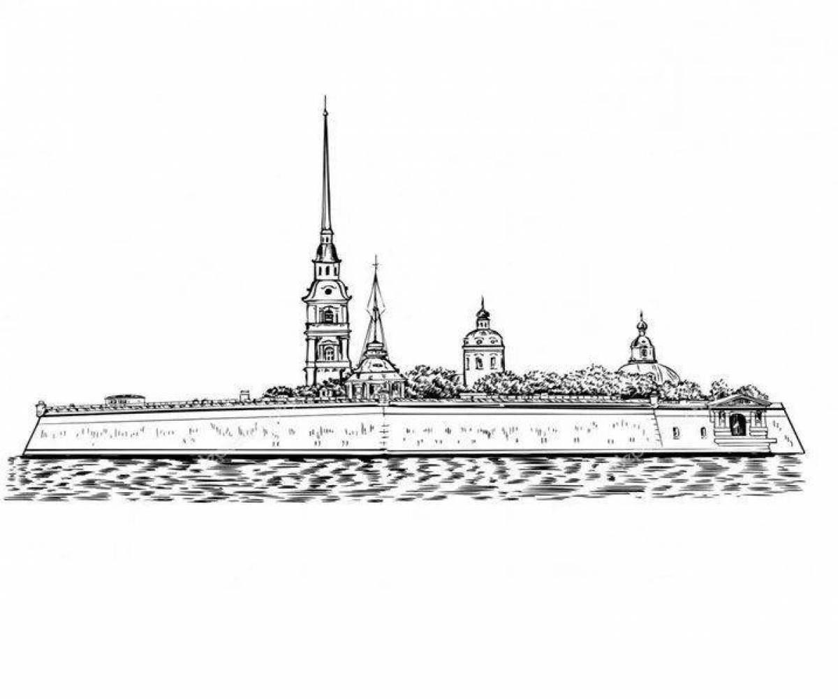 Outstanding Peter and Paul Fortress coloring book for children