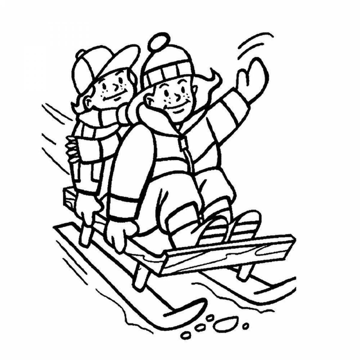 Exciting children's sled coloring book