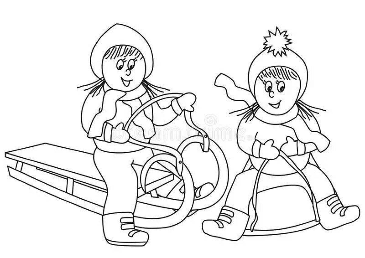Amazing children's sled coloring book