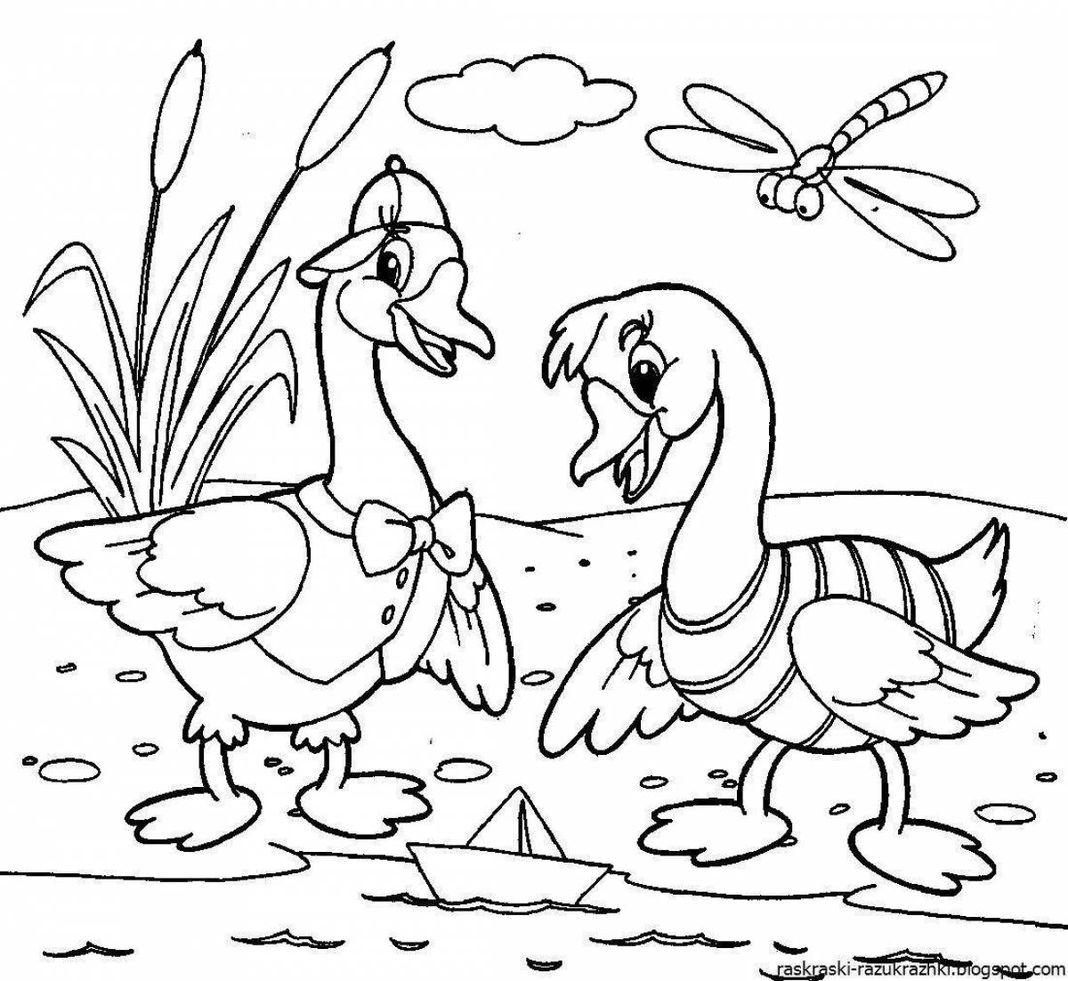 Joyful goose coloring pages for kids