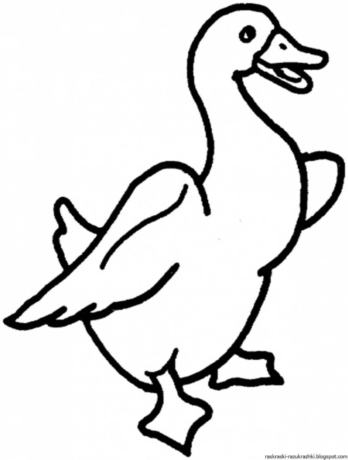 Colored goose coloring page for kids