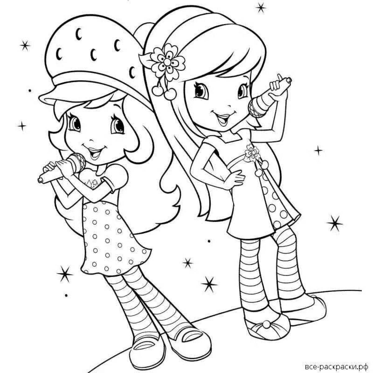 Colorful girlfriends coloring pages