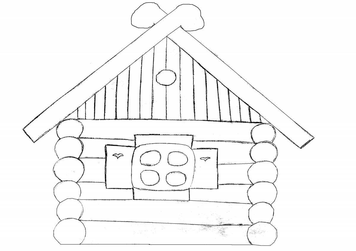 Bright Russian hut coloring book for kids