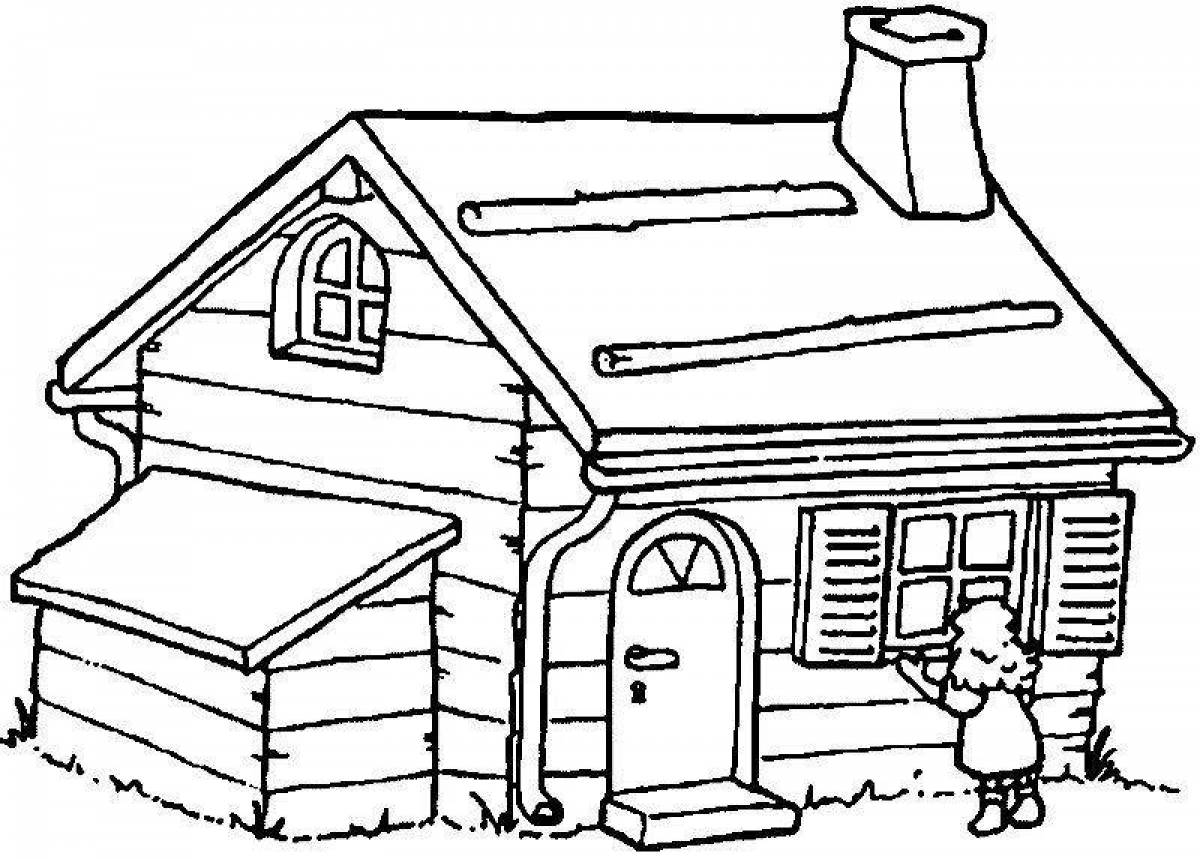 Charming Russian hut coloring book for kids