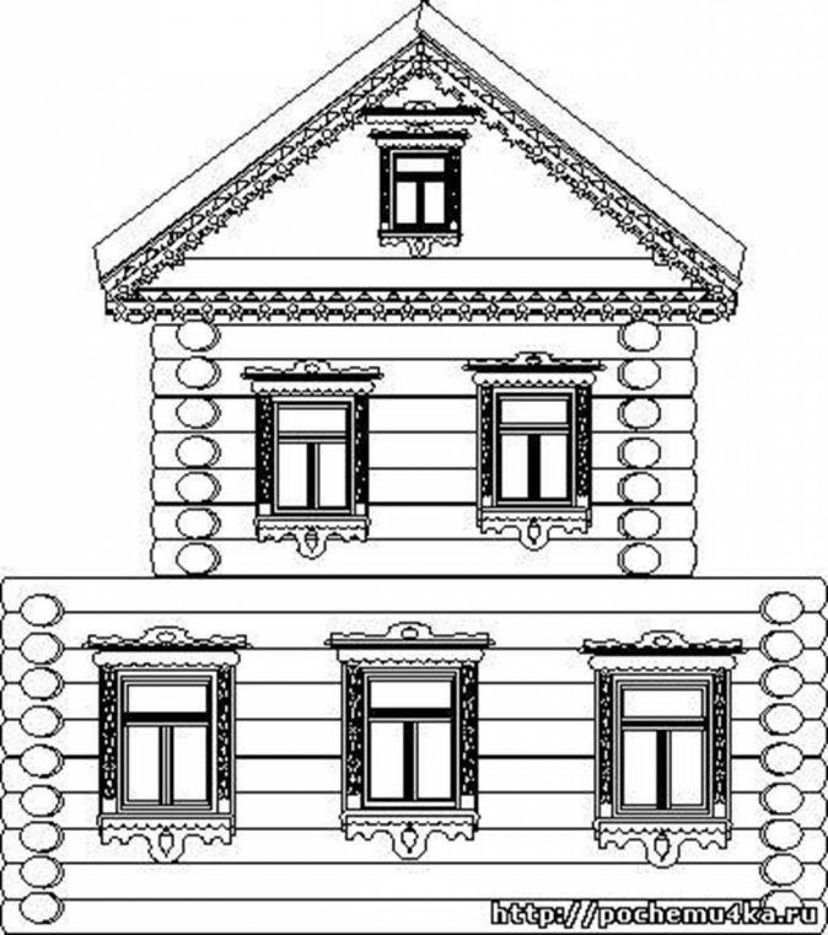 Русская изба рисунок для детей