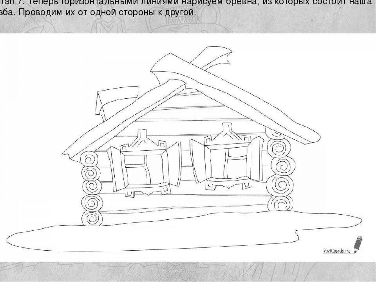 Inspiring Russian hut coloring book for kids