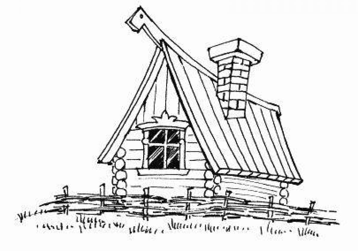 Exciting Russian hut coloring book for kids