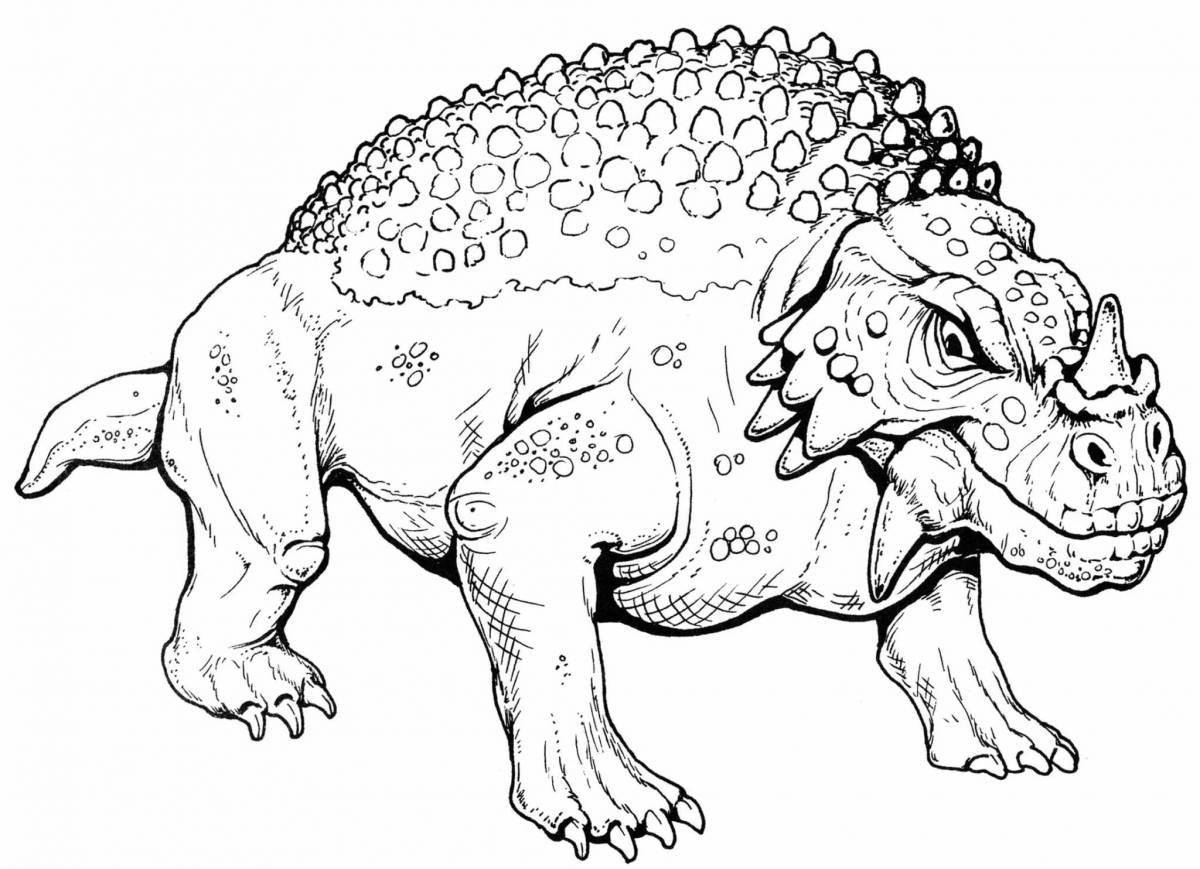 Playful dinosaur coloring page for 7 year olds