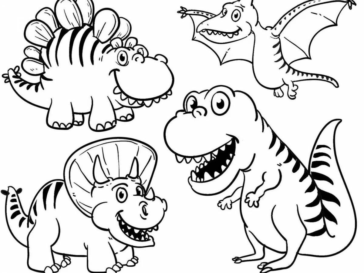 Веселая раскраска динозавров для детей 7 лет