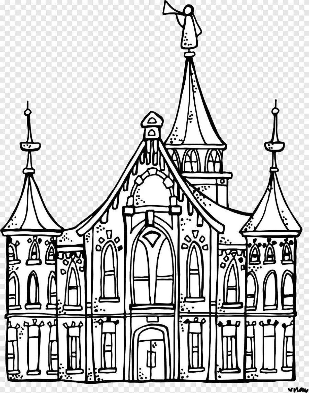 Exquisite architecture coloring page
