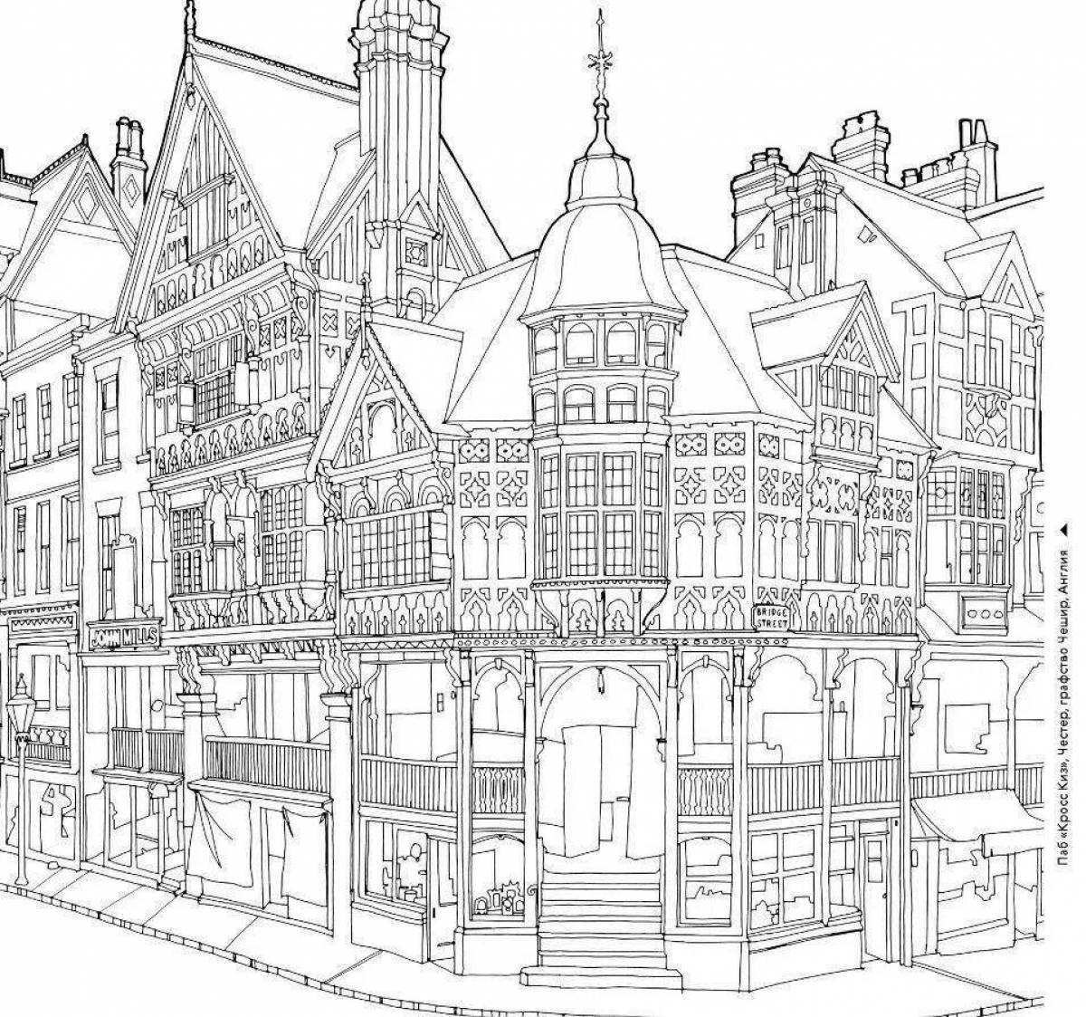 Beautiful architecture coloring page