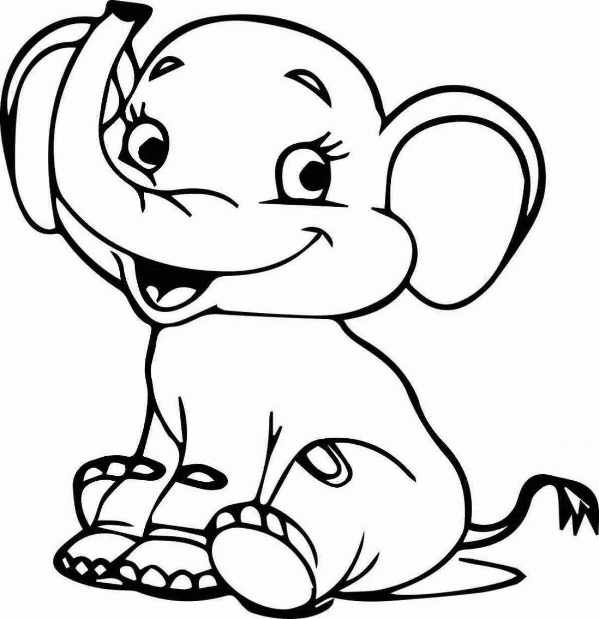 Cheerful elephant coloring for children
