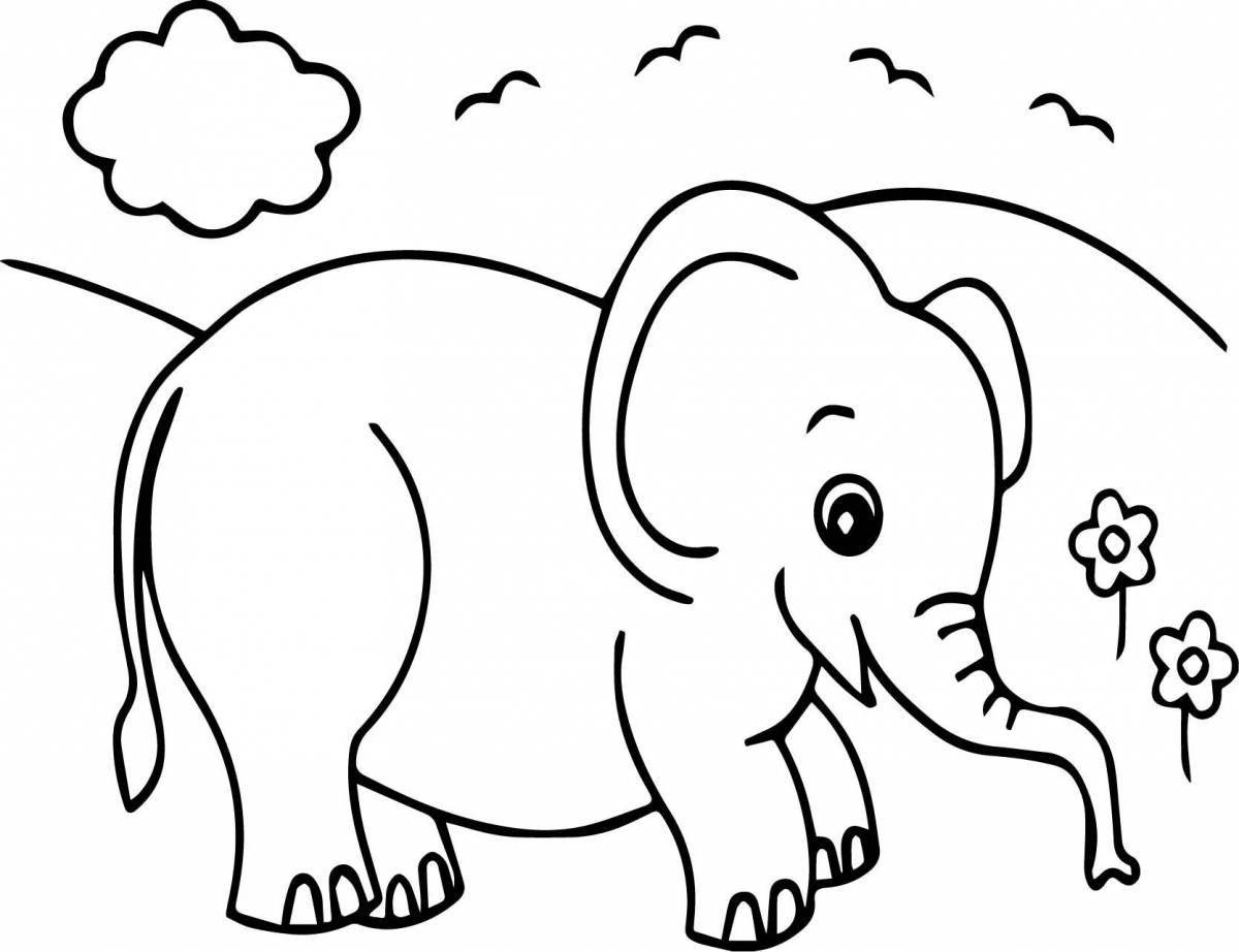 Elephant bright coloring for 7 year olds