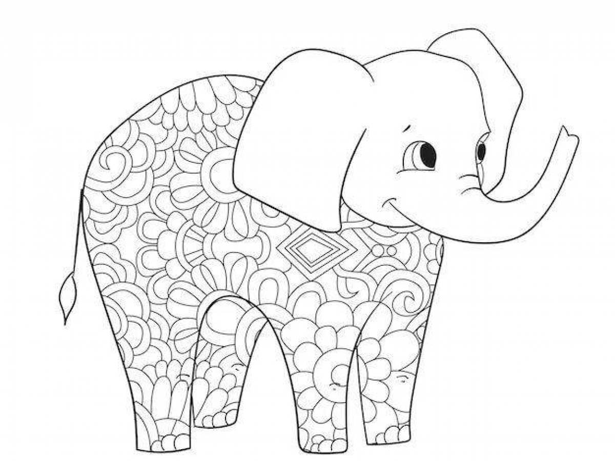 Shining elephant coloring pages for kids