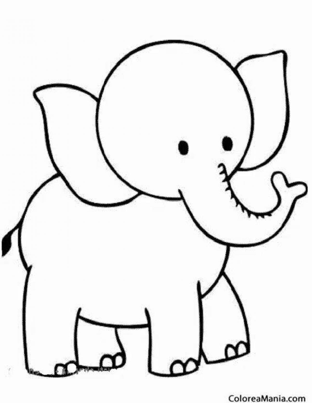 Glitter elephant coloring for kids