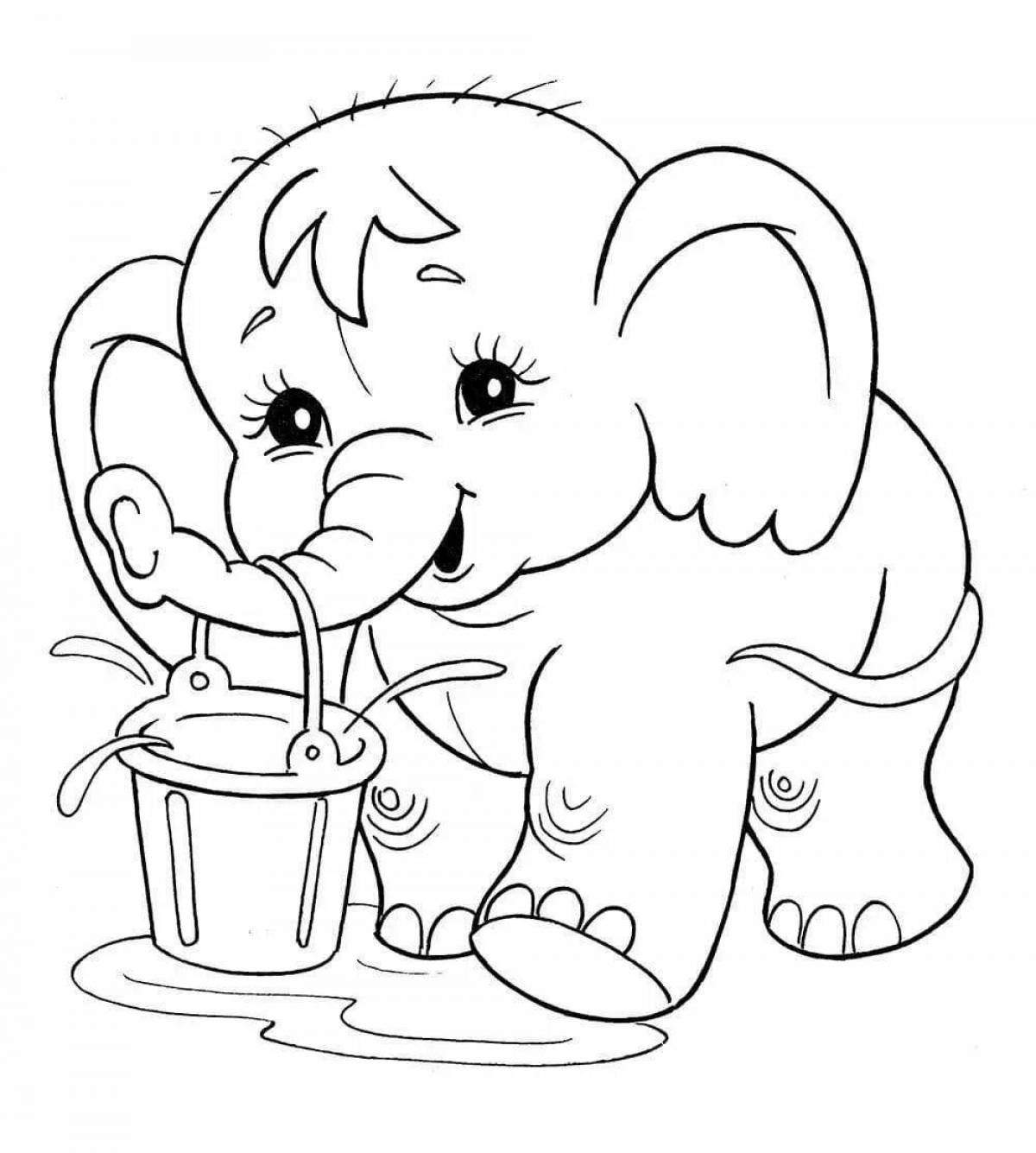 Приятный слон раскраски для детей