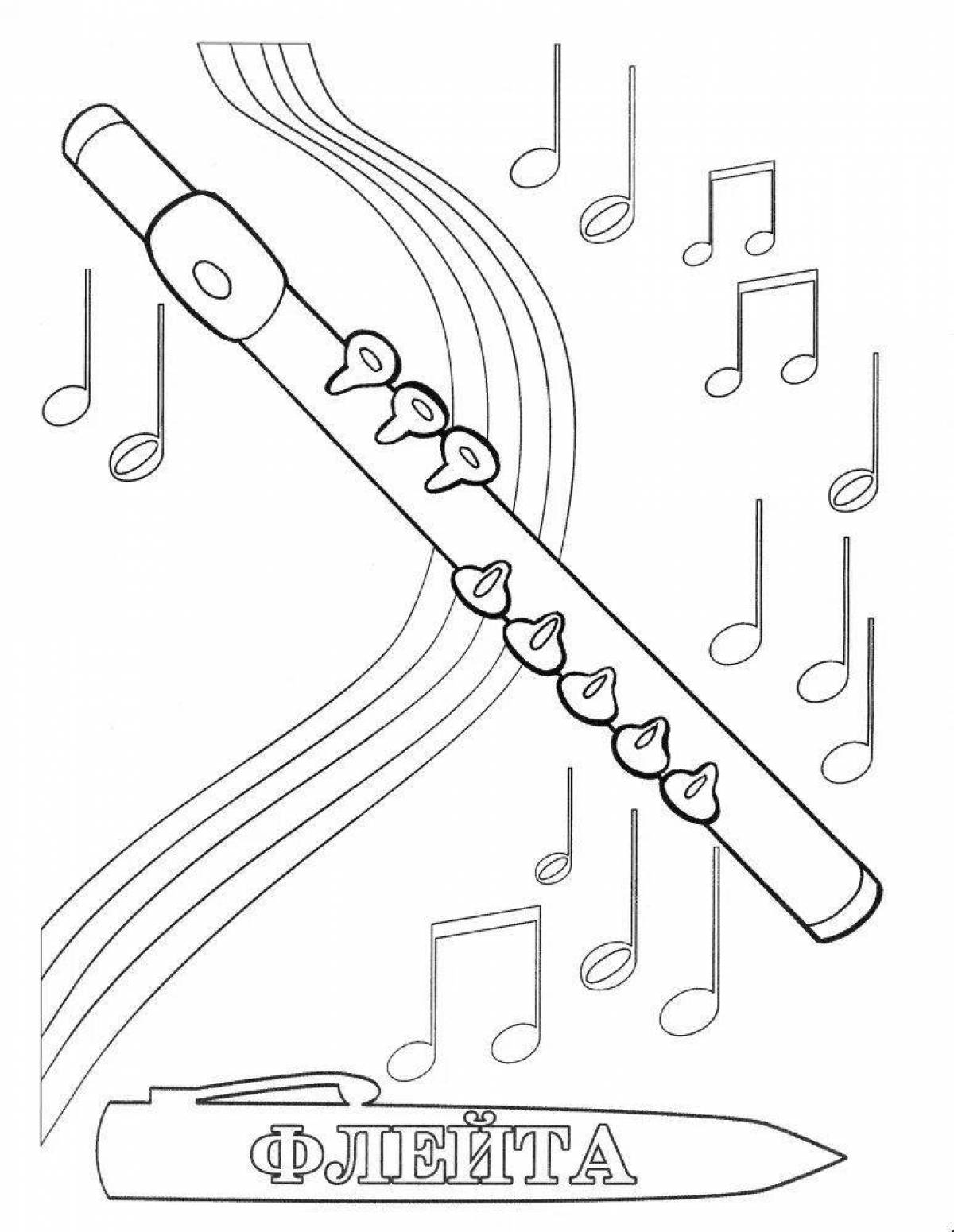 Яркая страница раскраски флейты
