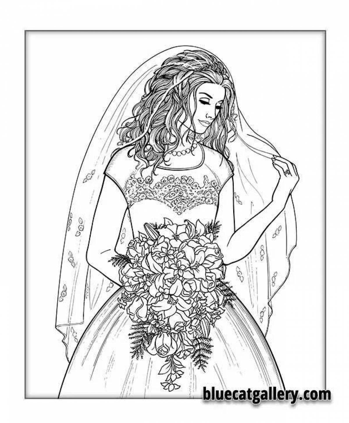 Coloring page elegant bride