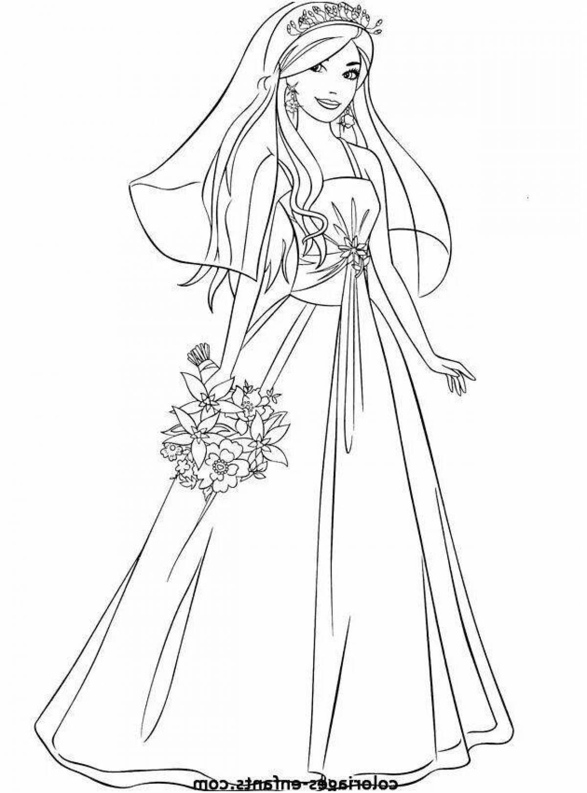 Glamorous bride coloring page