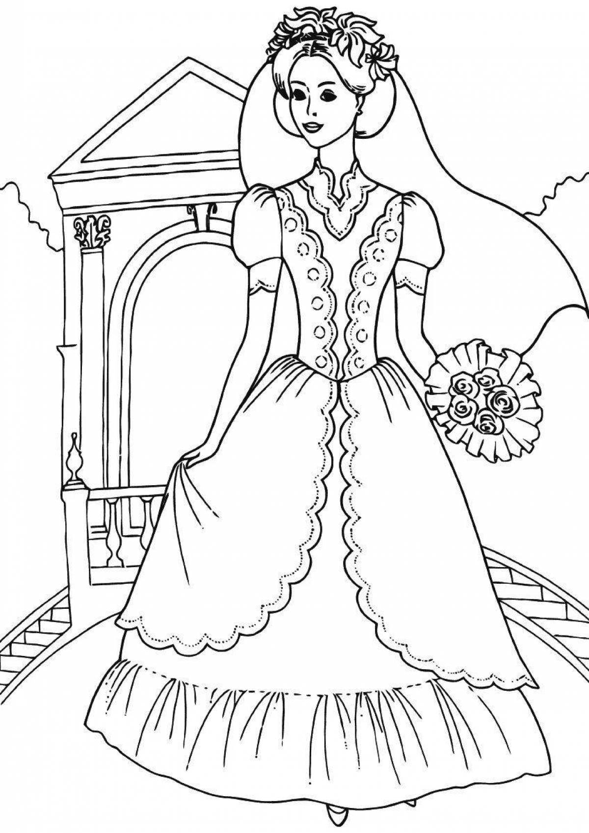 Adorable bride coloring page
