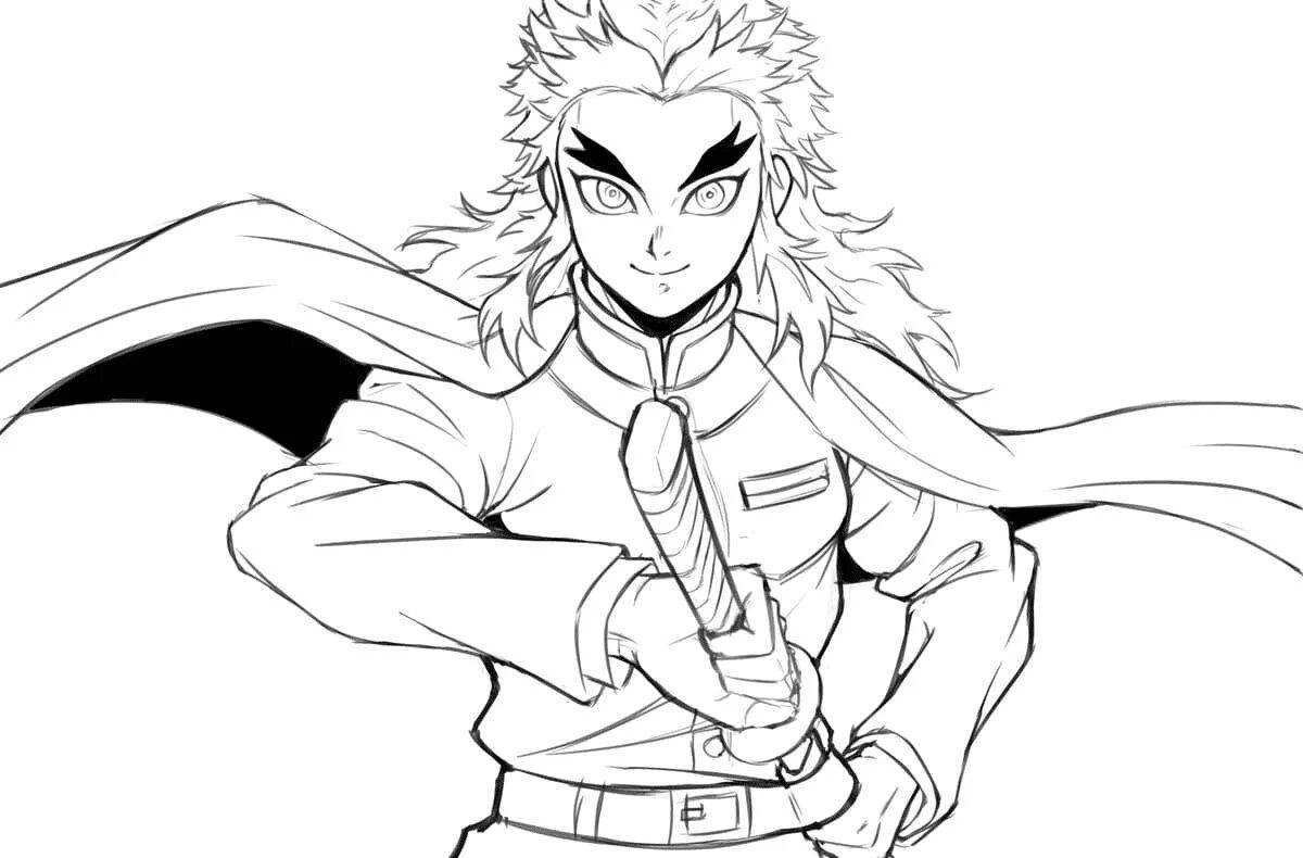 Animated tanjiro coloring page
