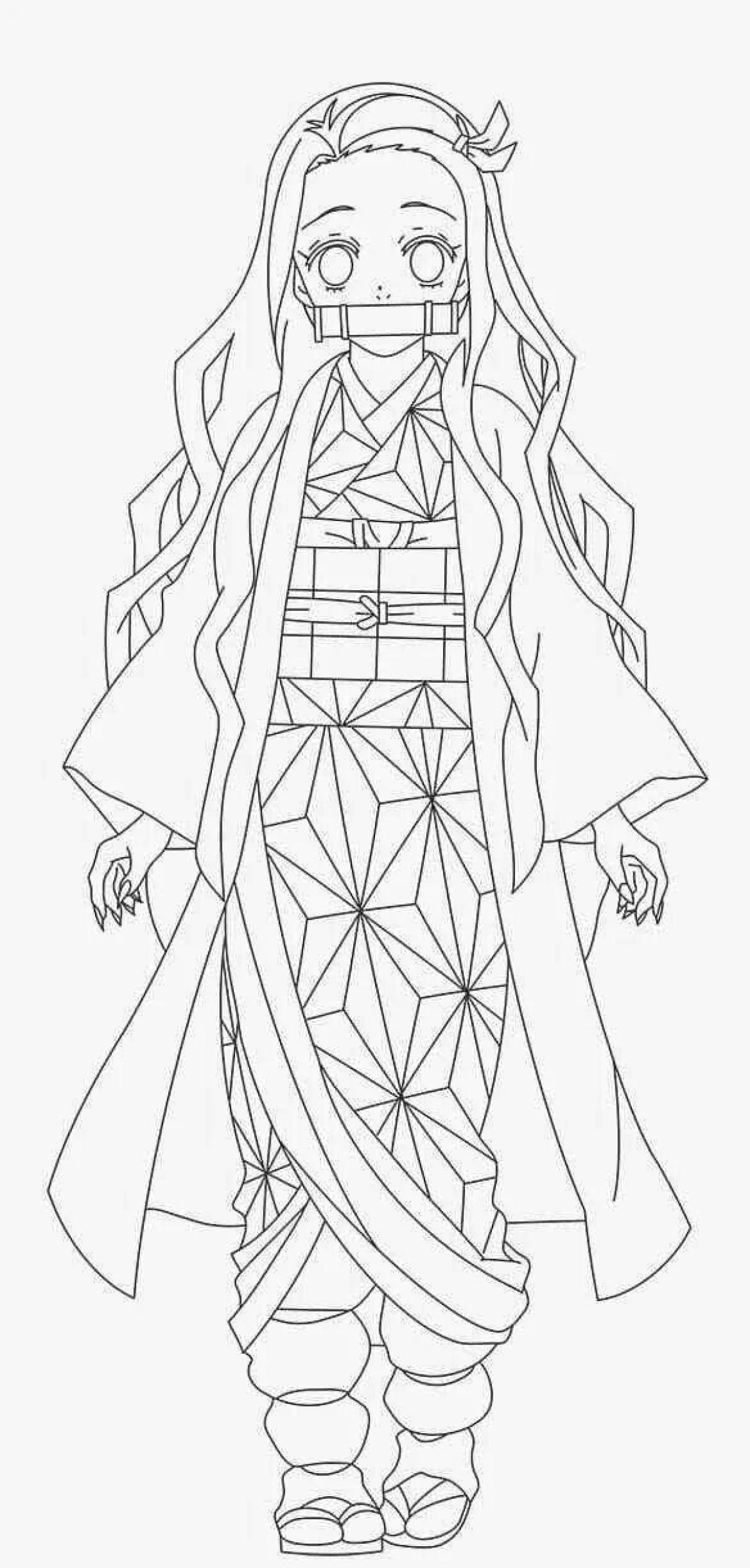 Attracting tanjiro coloring page