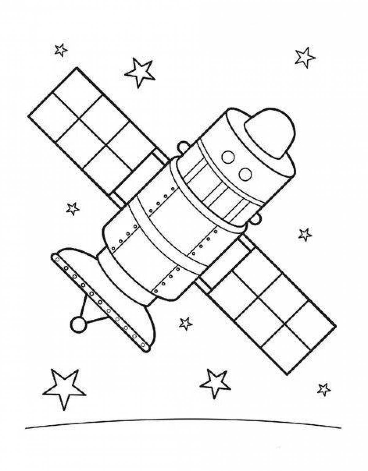 Detailed satellite coloring page