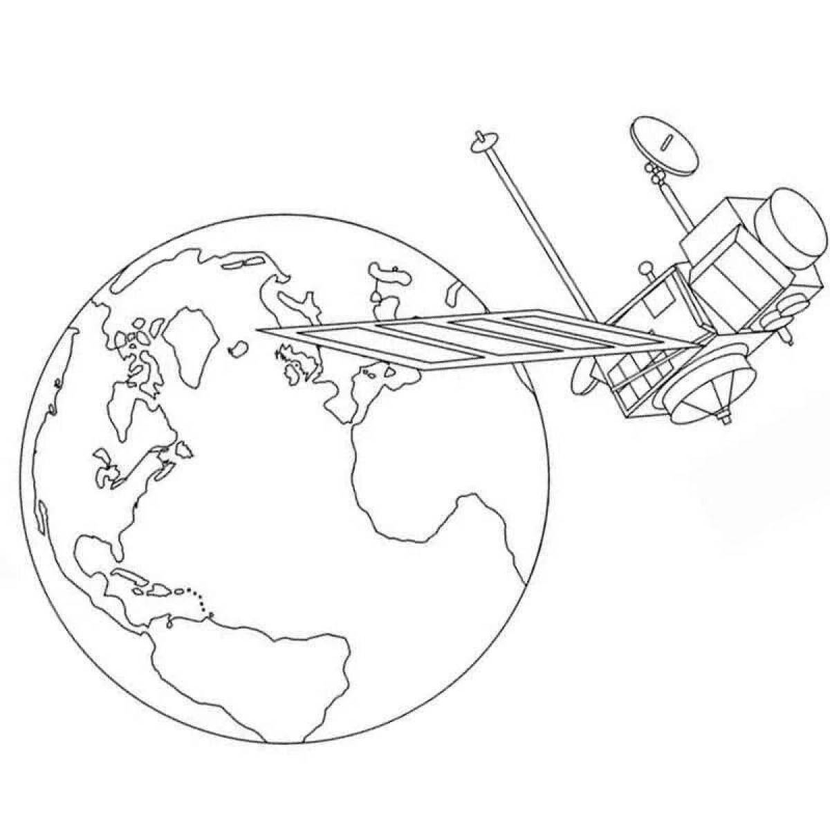 Complex satellite coloring page