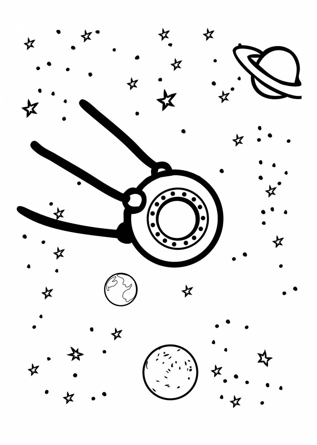 Cute satellite coloring page